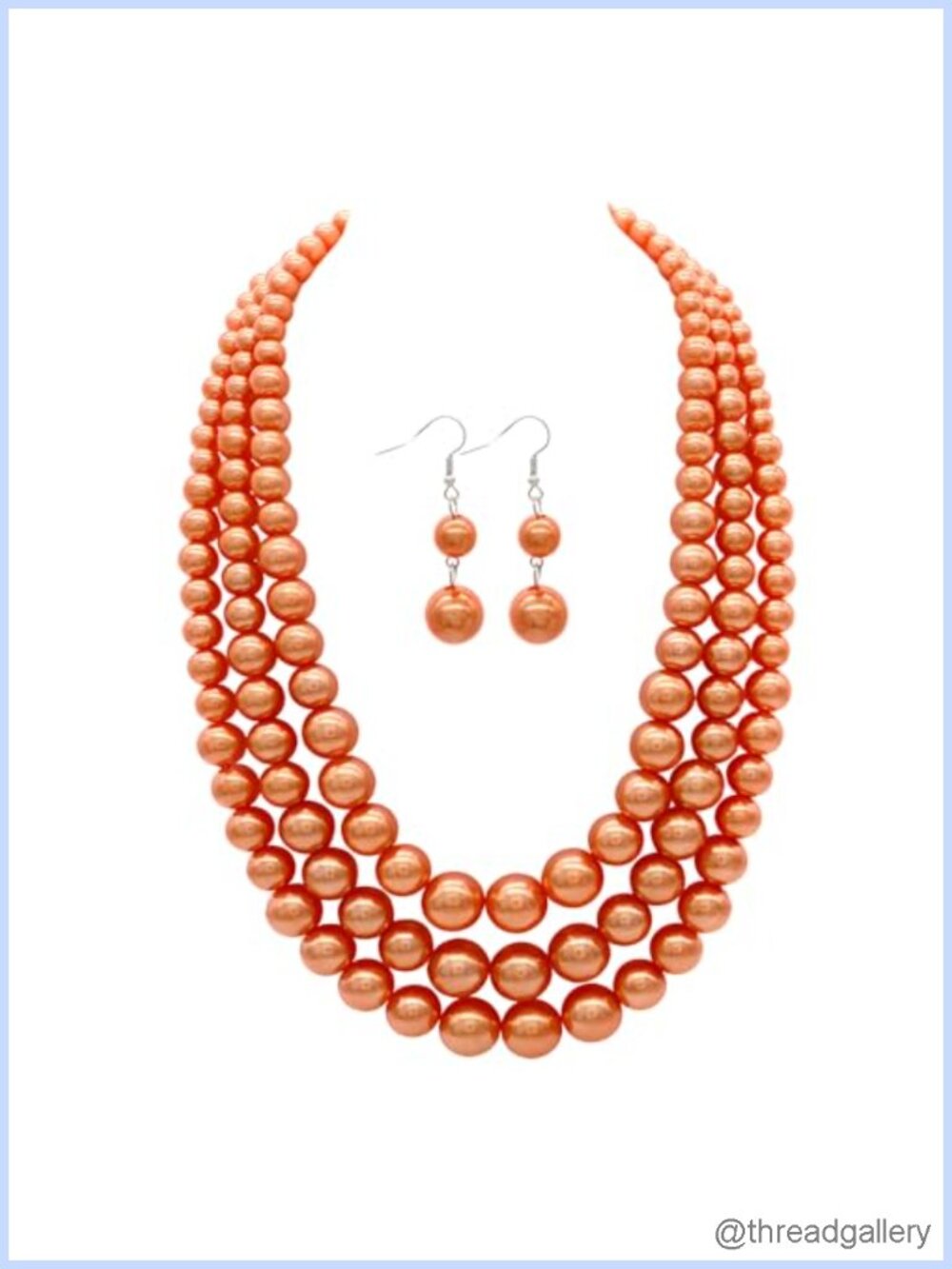 Faux Pearl Multi Strand Necklace and Earrings Set 3 Layers